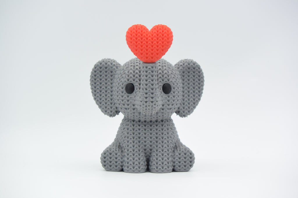 Knitted Elephant Blowing Heart