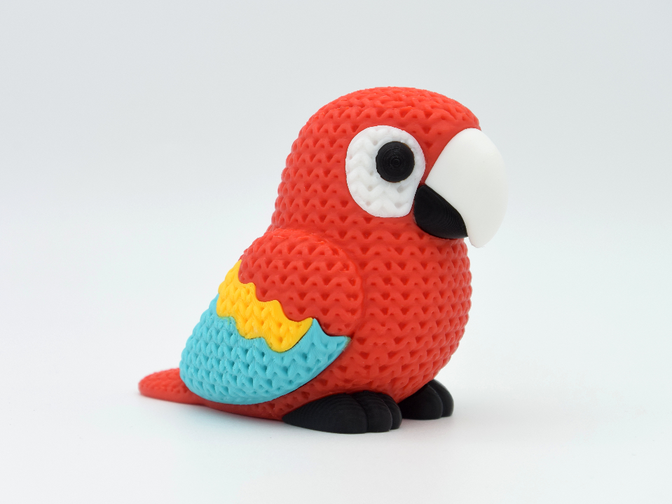 Knitted Scarlet Macaw Parrot