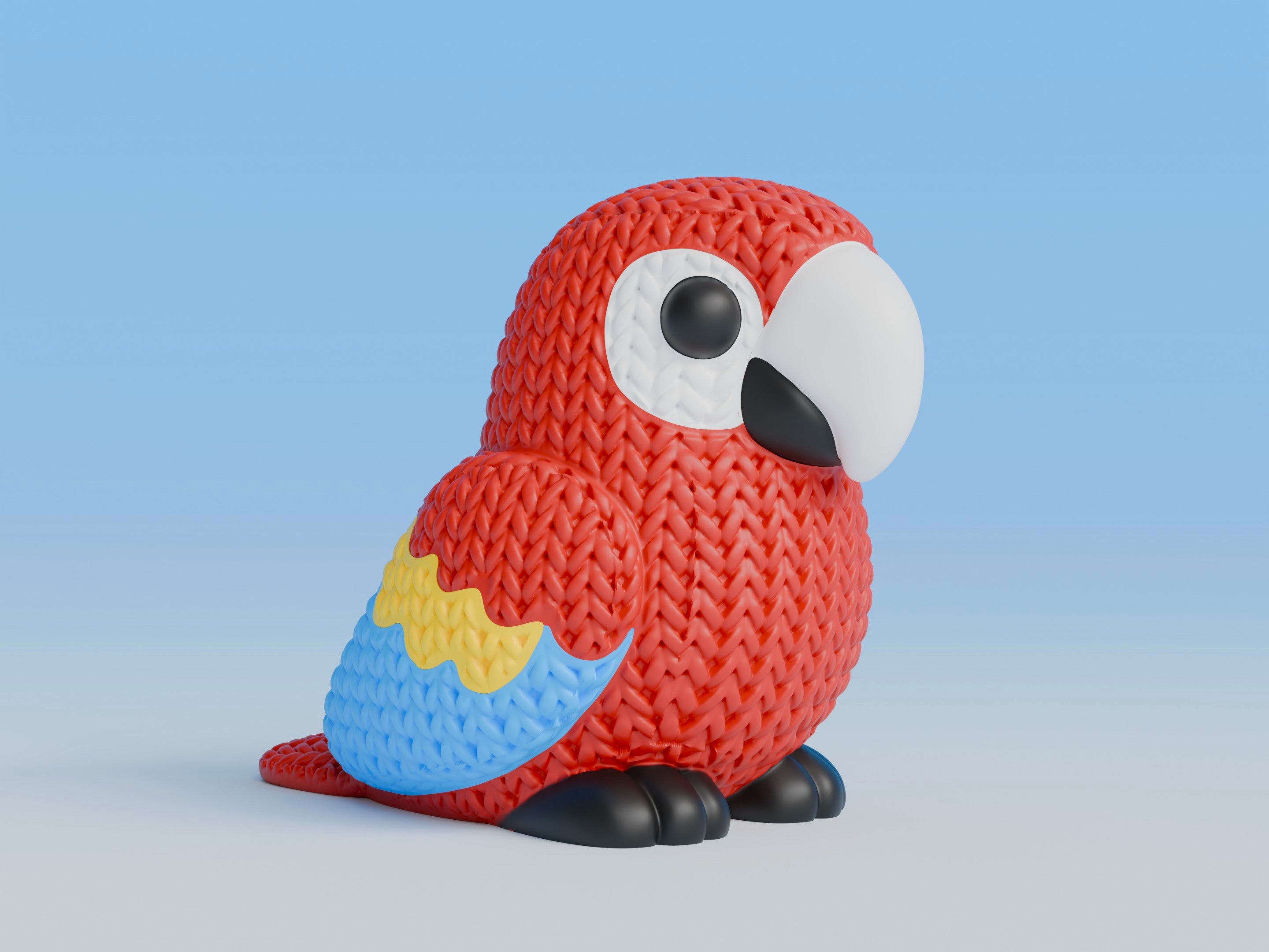 Knitted Scarlet Macaw Parrot