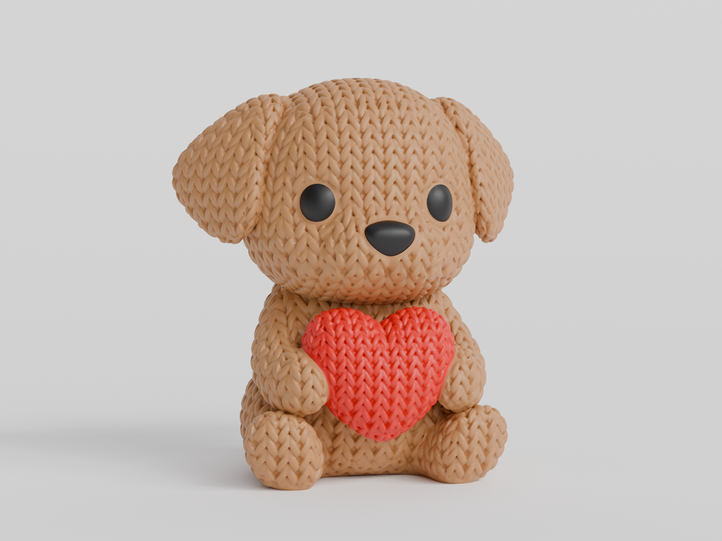 Knitted Dog With Heart