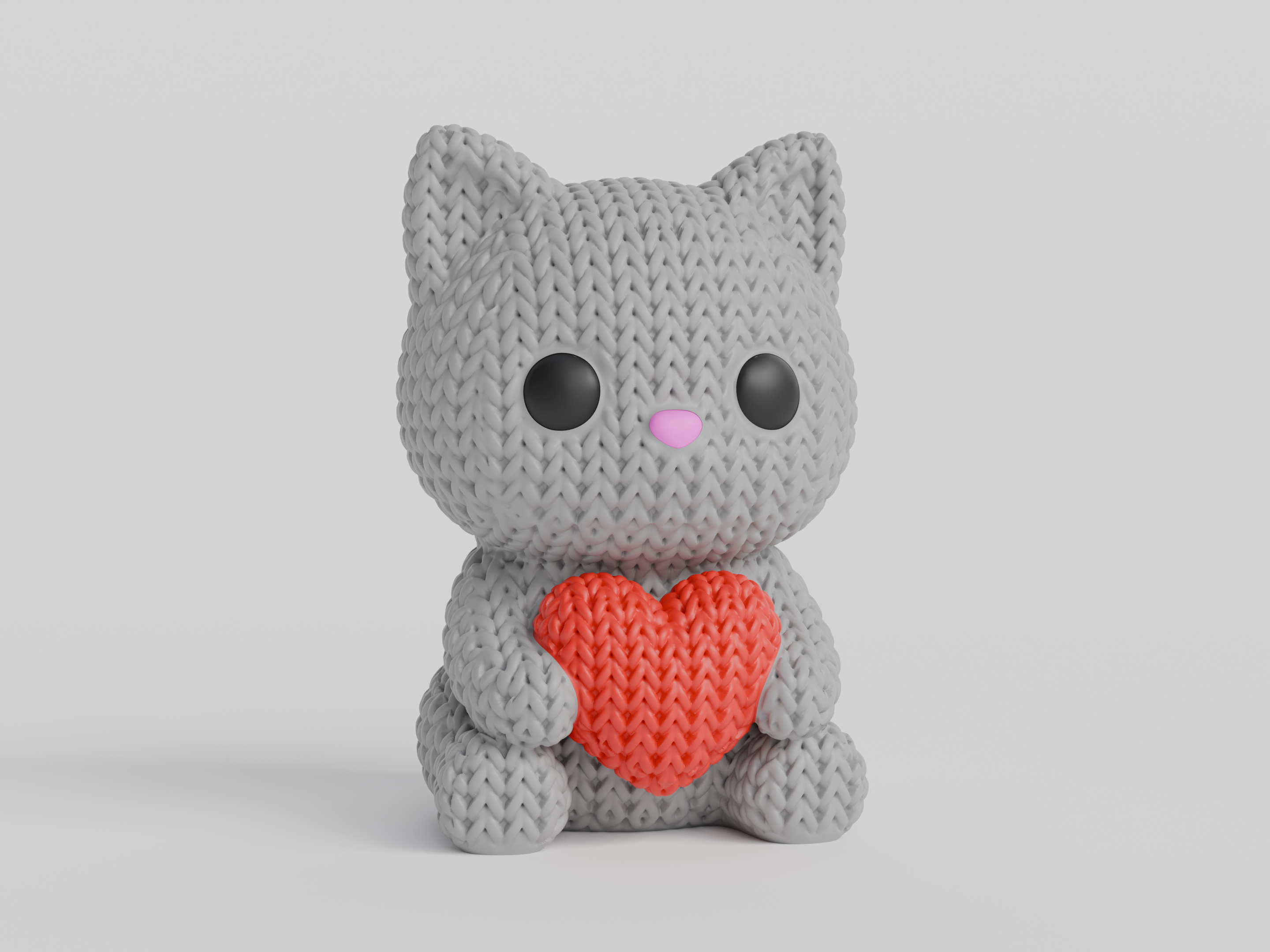 Knitted Cat With Heart