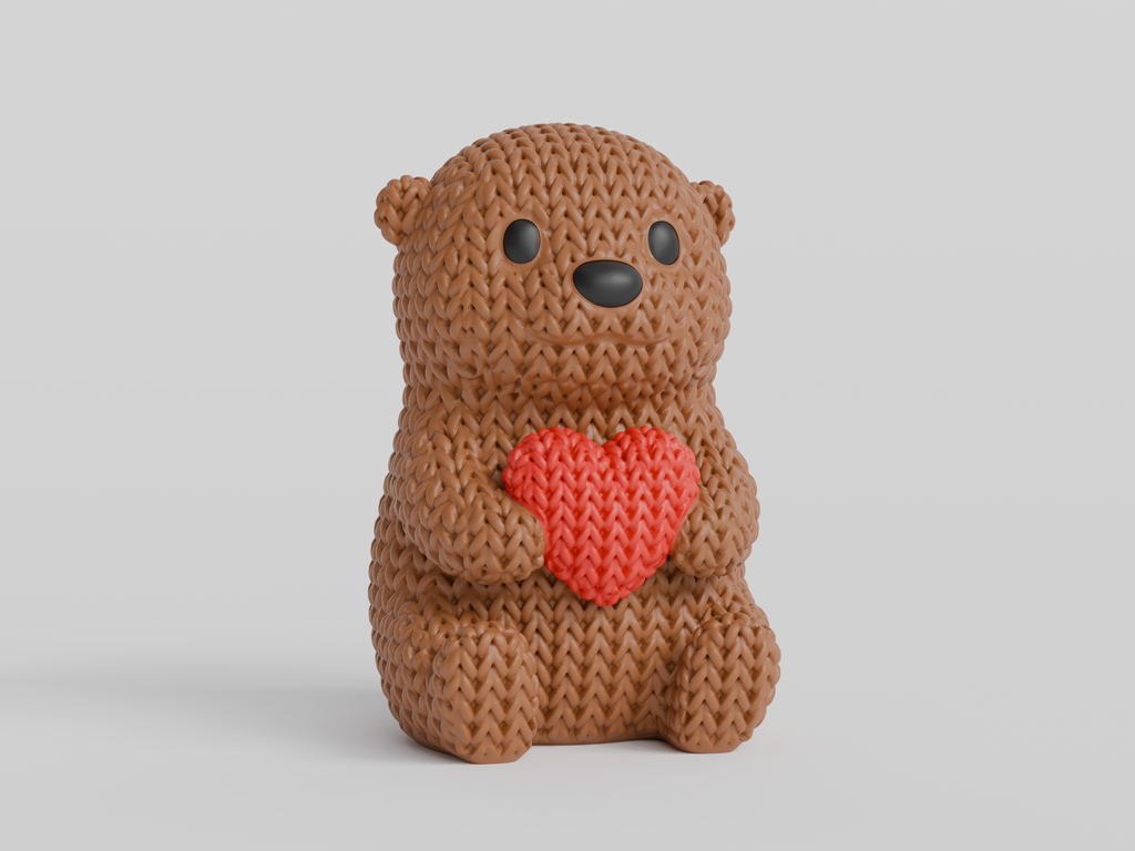 Knitted Otter With Heart